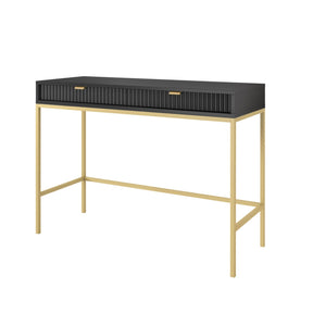Consolle con piedi in metallo 2 cassetti in legno laminato Miseno 104x78 cm