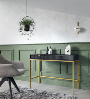 Consolle con piedi in metallo 2 cassetti in legno laminato Miseno 104x78 cm