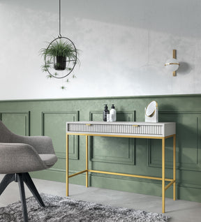Consolle con piedi in metallo 2 cassetti in legno laminato Miseno 104x78 cm