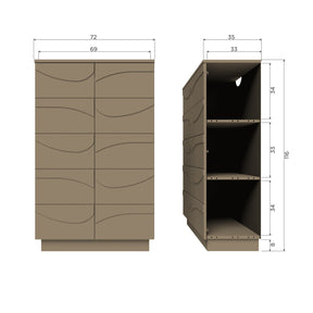Credenza 2 ante effetto 3D in legno di pino Teo 116x72 cm