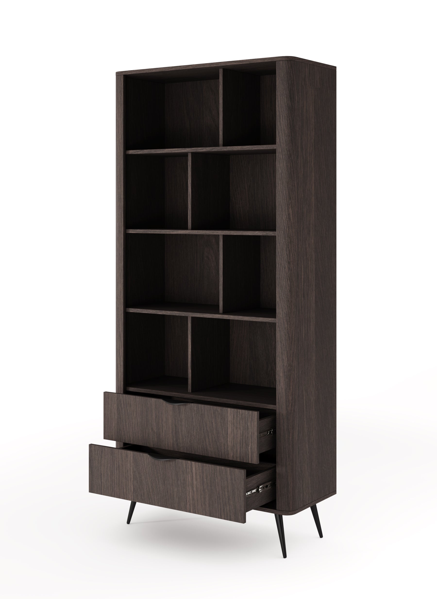 Libreria 2 cassetti con gambe in metallo Veris 88x193 cm