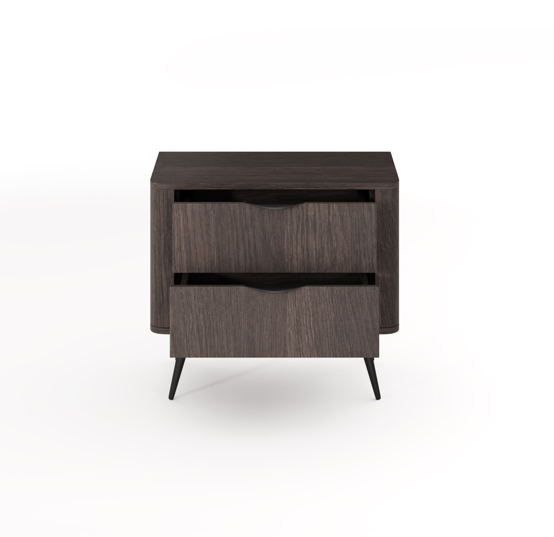 Comodino 2 cassetti con piede in metallo Veris 63x55