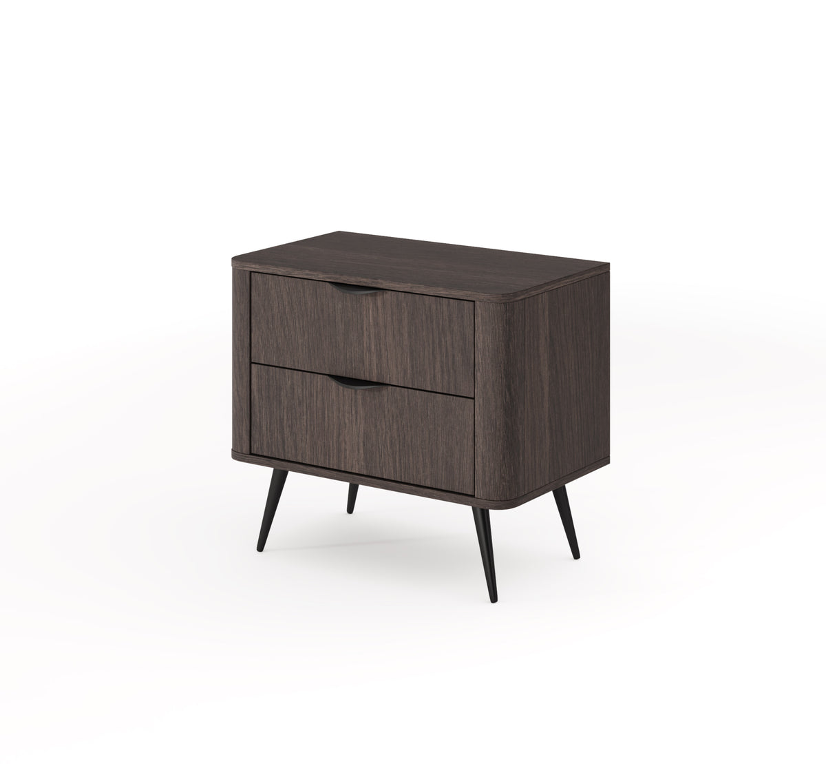 Comodino 2 cassetti con piede in metallo Veris 63x55
