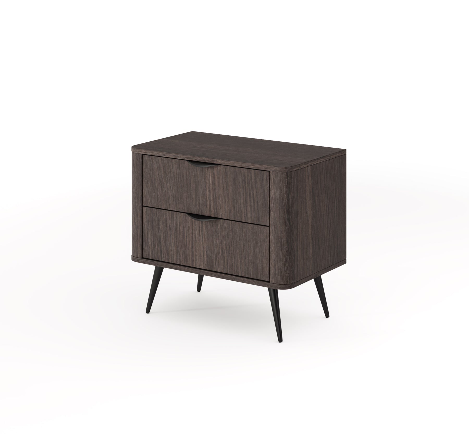 Comodino 2 cassetti con piede in metallo Veris 63x55