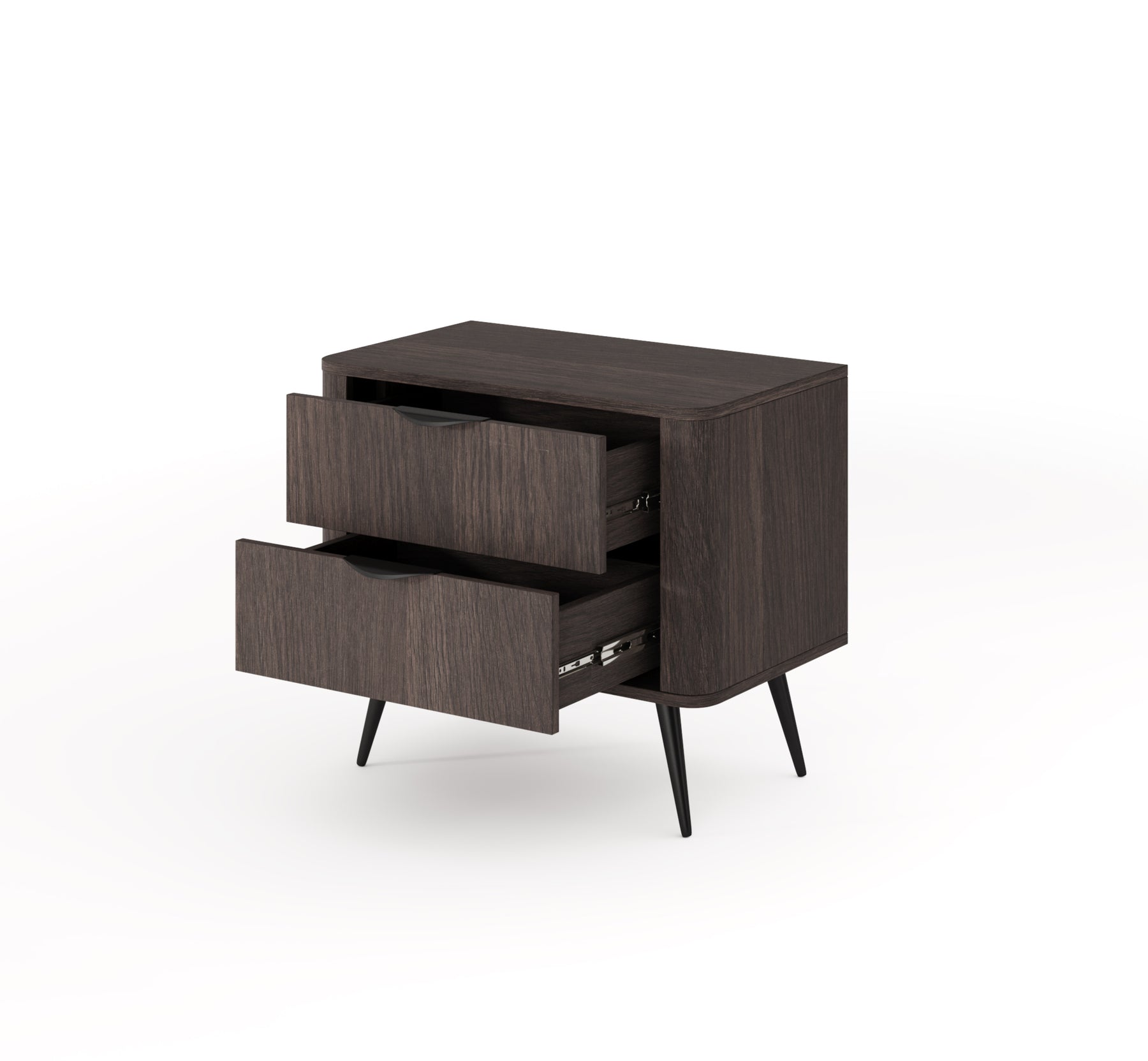 Comodino 2 cassetti con piede in metallo Veris 63x55