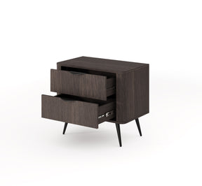 Comodino 2 cassetti con piede in metallo Veris 63x55