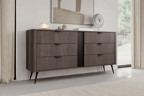 Cassettiera 6 cassetti con gambe in metallo Veris 163x81 cm