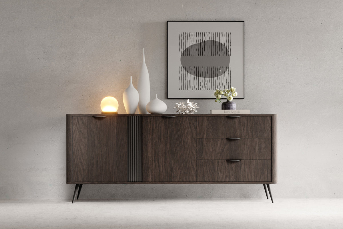 Madia 2 ante 3 cassetti con gambe in metallo Veris 195x81 cm