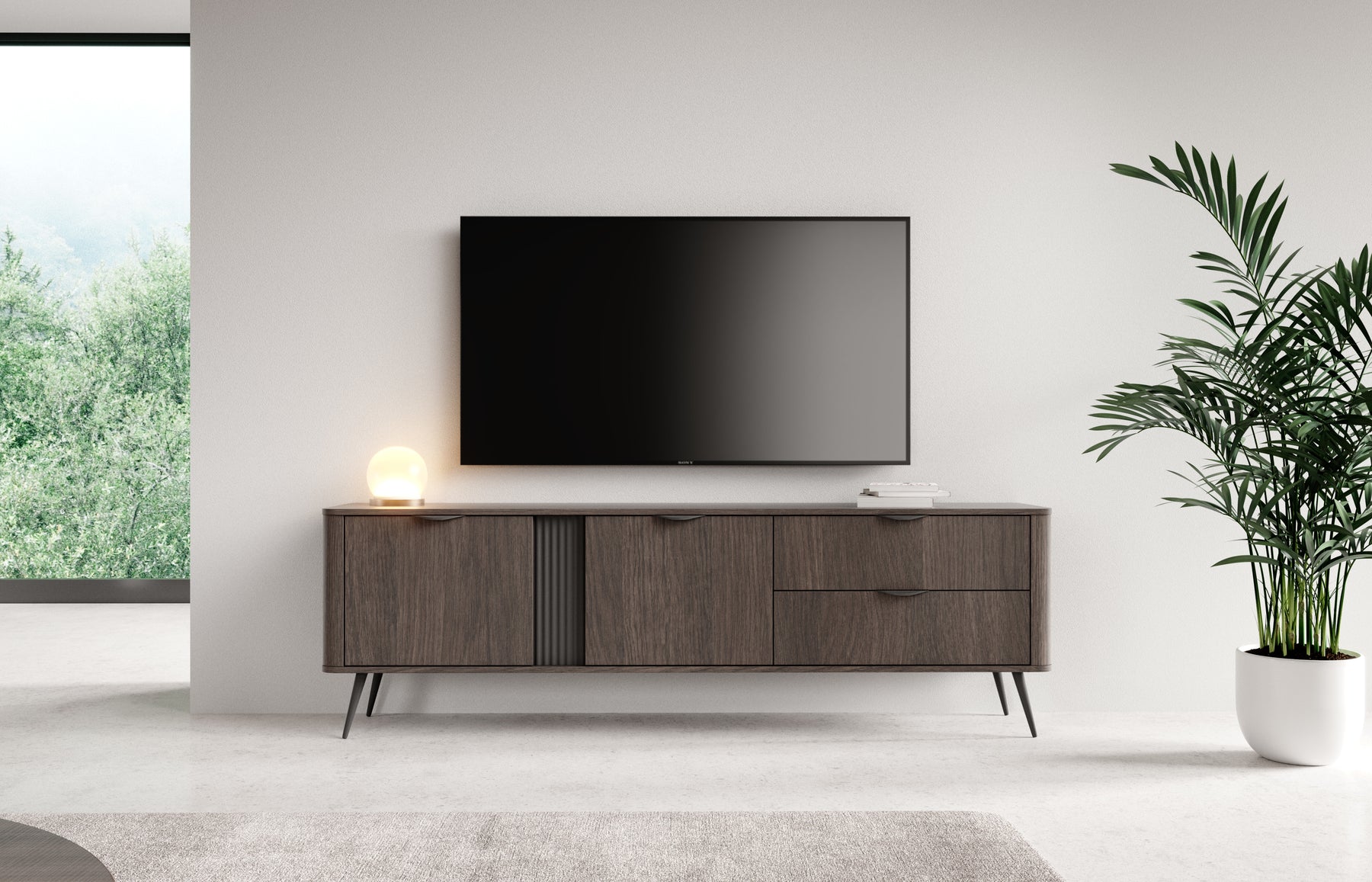 Mobile TV 2 ante 2 cassetti con gambe in metallo Veris 195x61 cm