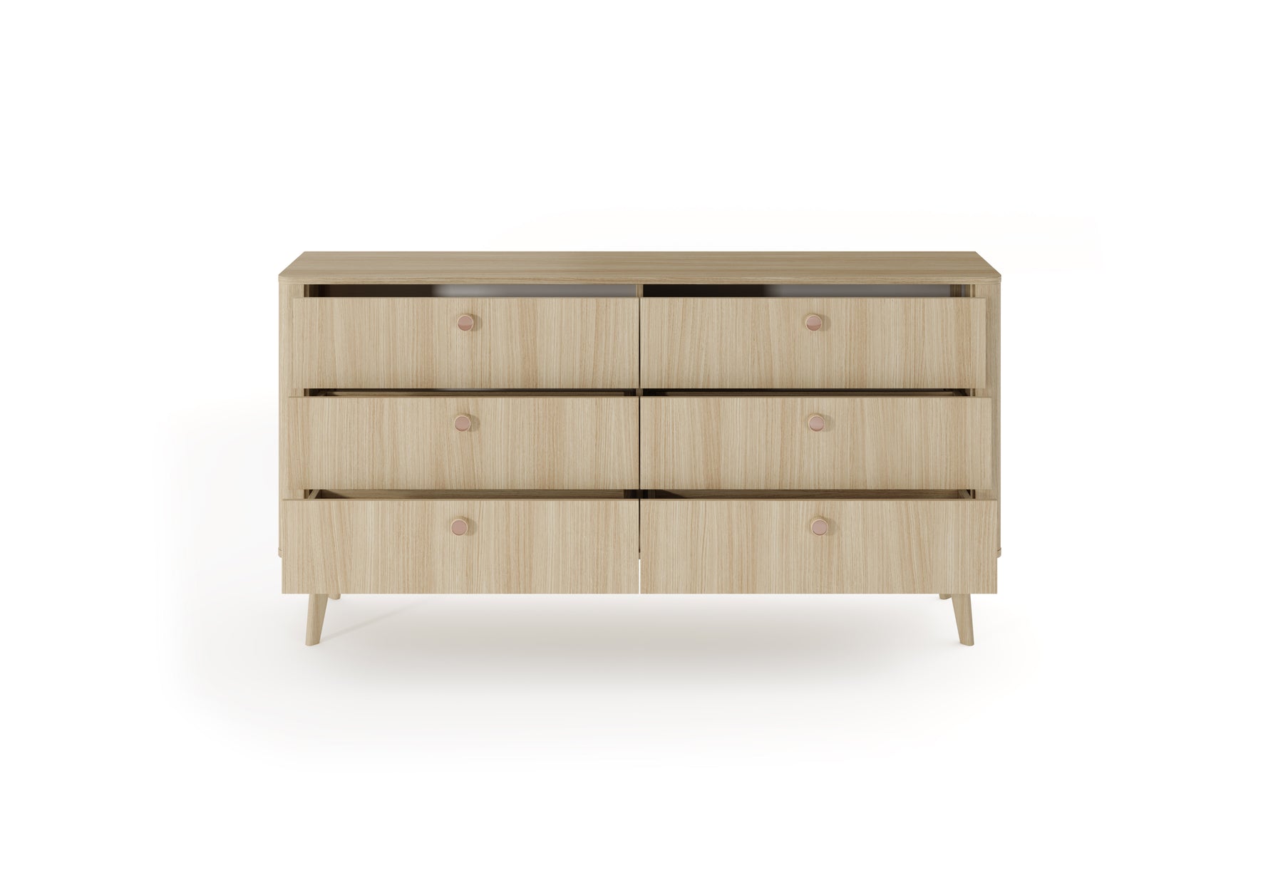Madia 6 cassetti con piede in legno Arlo 163x83 cm