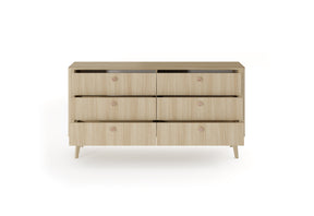 Madia 6 cassetti con piede in legno Arlo 163x83 cm