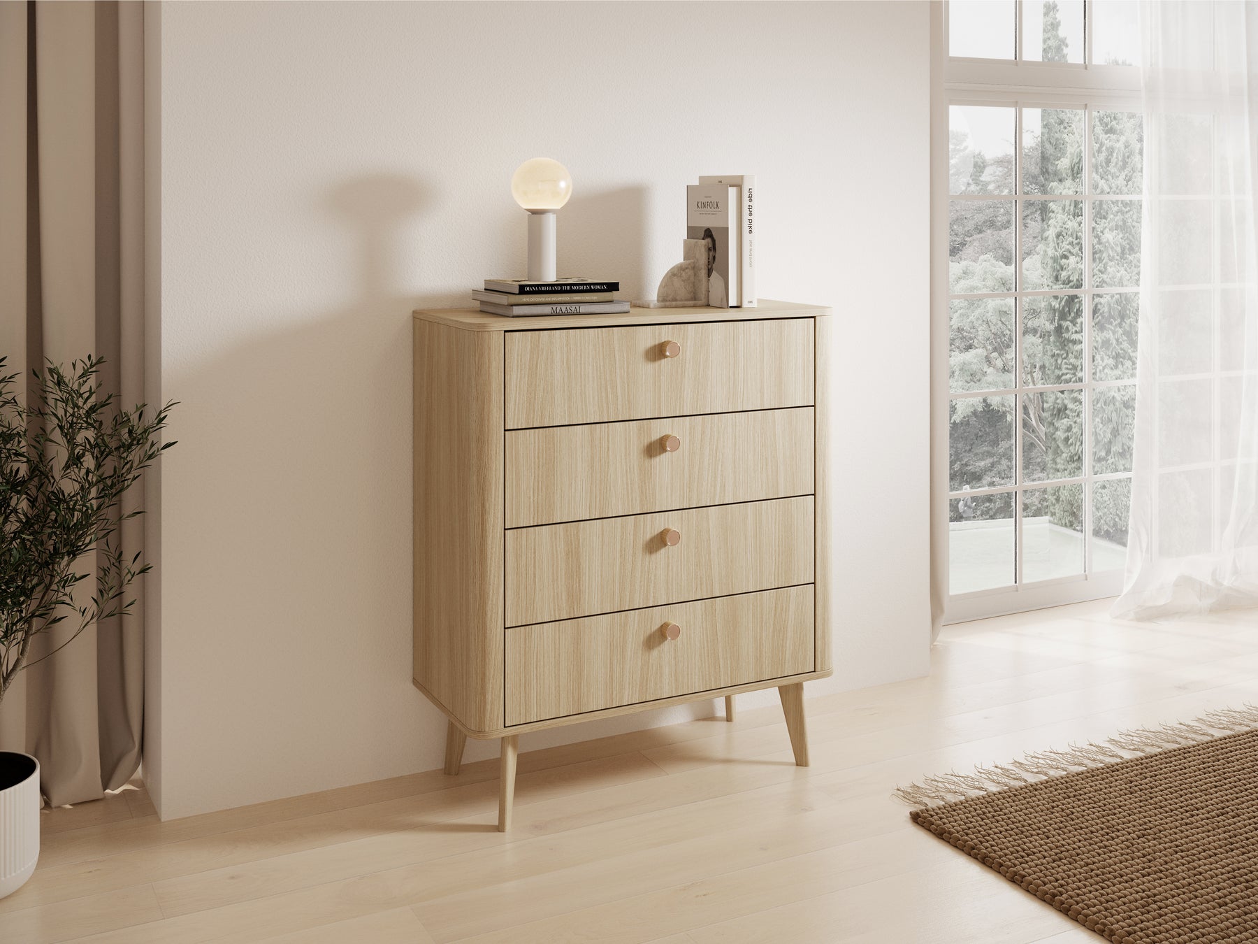 Cassettiera 4 cassetti rovere Arlo 88x103 cm