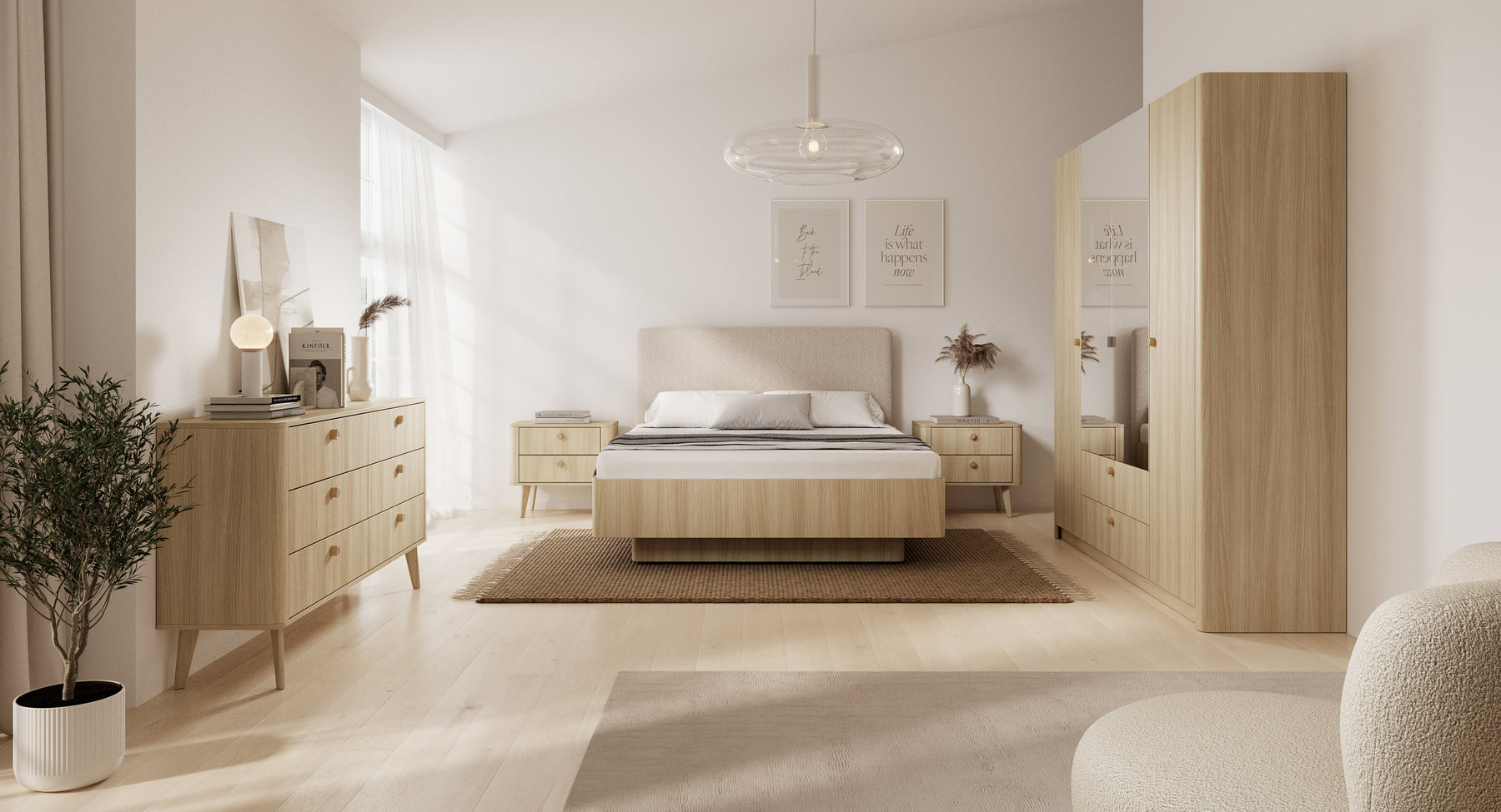 Madia 6 cassetti con piede in legno Arlo 163x83 cm