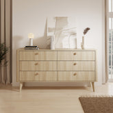 Madia 6 cassetti con piede in legno Arlo 163x83 cm