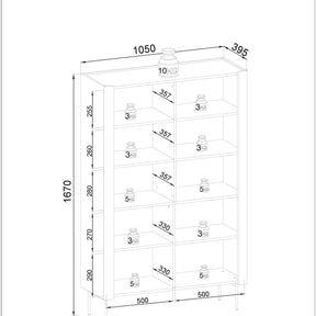 Credenza 2 ante con ripiani in legno laminato noce e cashmere Lumia 105x167 cm