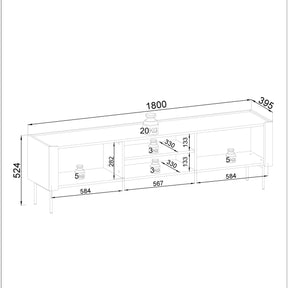 Mobile porta TV con 2 ante in legno laminato noce e cashmere Lumia 180x52 cm