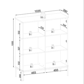 Vetrina con 2 ante e LED integrato Aura 104x126 cm