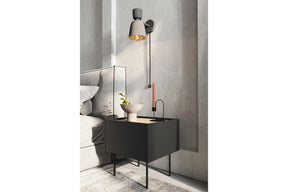 Comodino 1 cassetto con piede in metallo Mars 45x45 cm