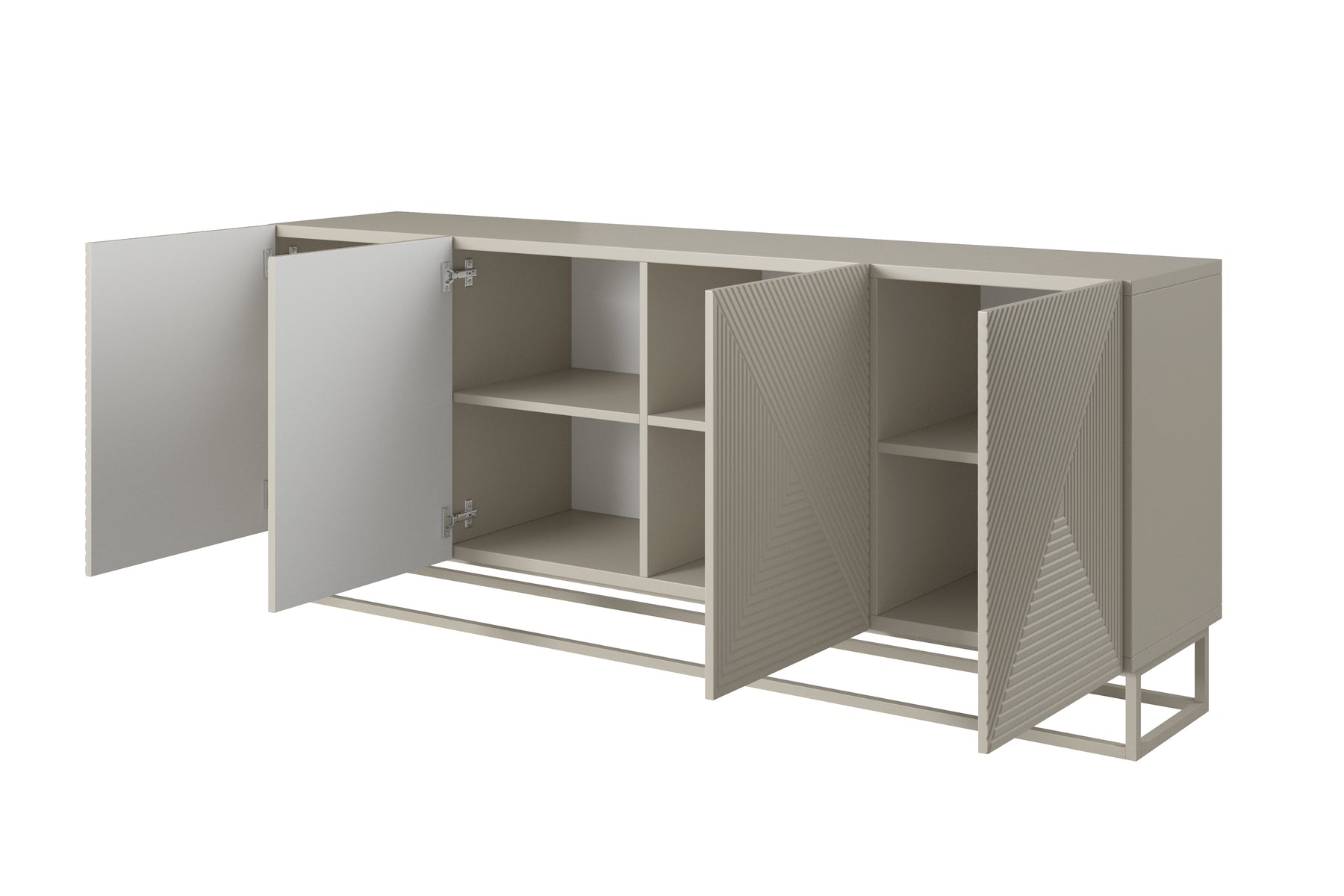 Madia 4 ante in legno laminato con piede in metallo Asha 200 x 43 cm