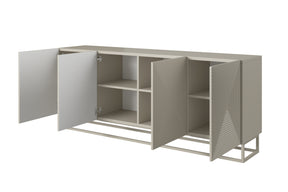 Madia 4 ante in legno laminato con piede in metallo Asha 200 x 43 cm