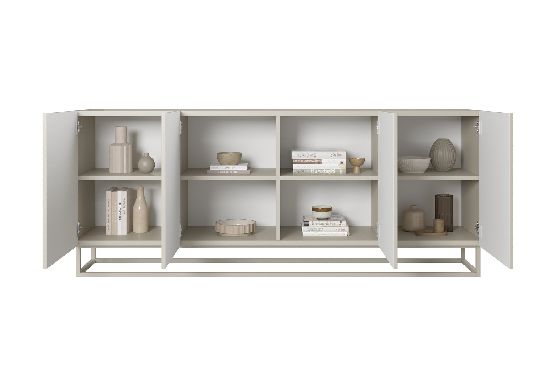 Madia 4 ante in legno laminato con piede in metallo Asha 200 x 43 cm