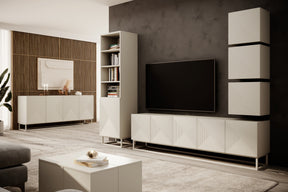 Madia 4 ante in legno laminato con piede in metallo Asha 200 x 43 cm