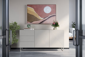 Madia 2 ante 3 cassetti in legno laminato con piede in metallo Asha 167x43 cm
