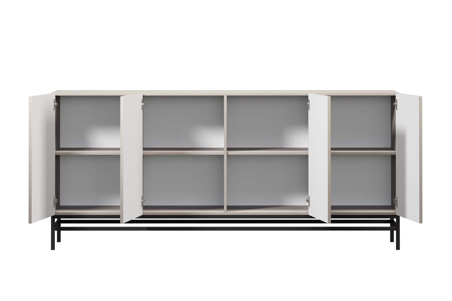 Madia 4 ante cashmere con maniglie nere Lora 200x45 cm