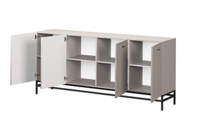 Madia 4 ante cashmere con maniglie nere Lora 200x45 cm