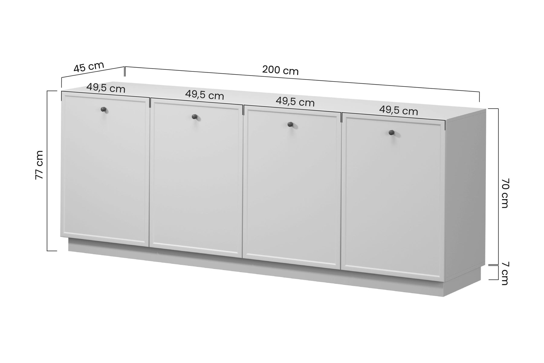 Madia 4 ante cashmere con maniglie oro Lora 200x45 cm