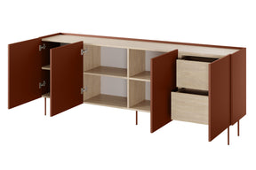 Cassettiera 4 ante 2 cassetti con piede in metallo Mars 220x85 cm