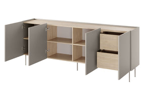 Cassettiera 4 ante 2 cassetti con piede in metallo Mars 220x85 cm