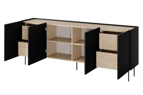 Cassettiera 4 ante 4 cassetti con piede in metallo Mars 220x85 cm