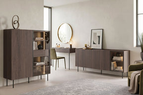 Madia 4 ante rovere con piede in metallo Ohra 220 x 40 cm