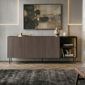 Madia 4 ante rovere con piede in metallo Ohra 220 x 40 cm