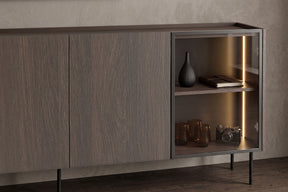 Madia 4 ante rovere con piede in metallo Ohra 220 x 40 cm