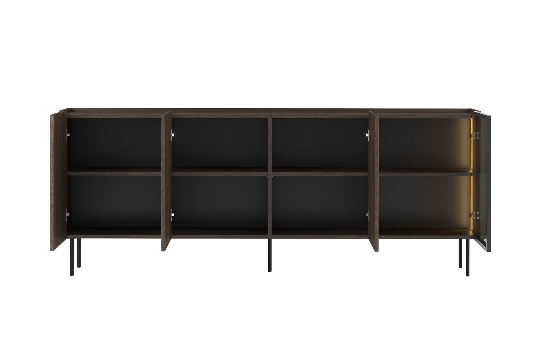 Madia 4 ante rovere con piede in metallo Ohra 220 x 40 cm