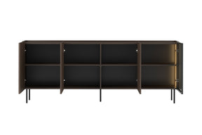 Madia 4 ante rovere con piede in metallo Ohra 220 x 40 cm