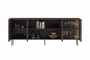 Madia 4 ante rovere con piede in metallo Ohra 220 x 40 cm