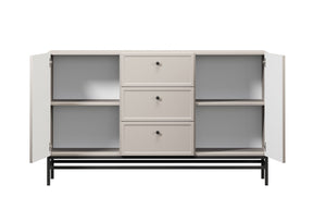 Madia 2 ante 3 cassetti cashmere con maniglie nere Lora 150x45 cm