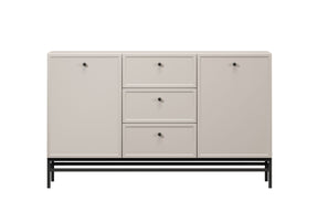 Madia 2 ante 3 cassetti cashmere con maniglie nere Lora 150x45 cm