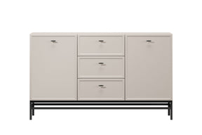 Madia 2 ante 3 cassetti cashmere con maniglie nere Lora 150x45 cm