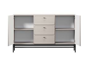 Madia 2 ante 3 cassetti cashmere con maniglie nere Lora 150x45 cm