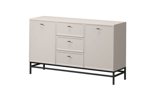 Madia 2 ante 3 cassetti cashmere con maniglie nere Lora 150x45 cm