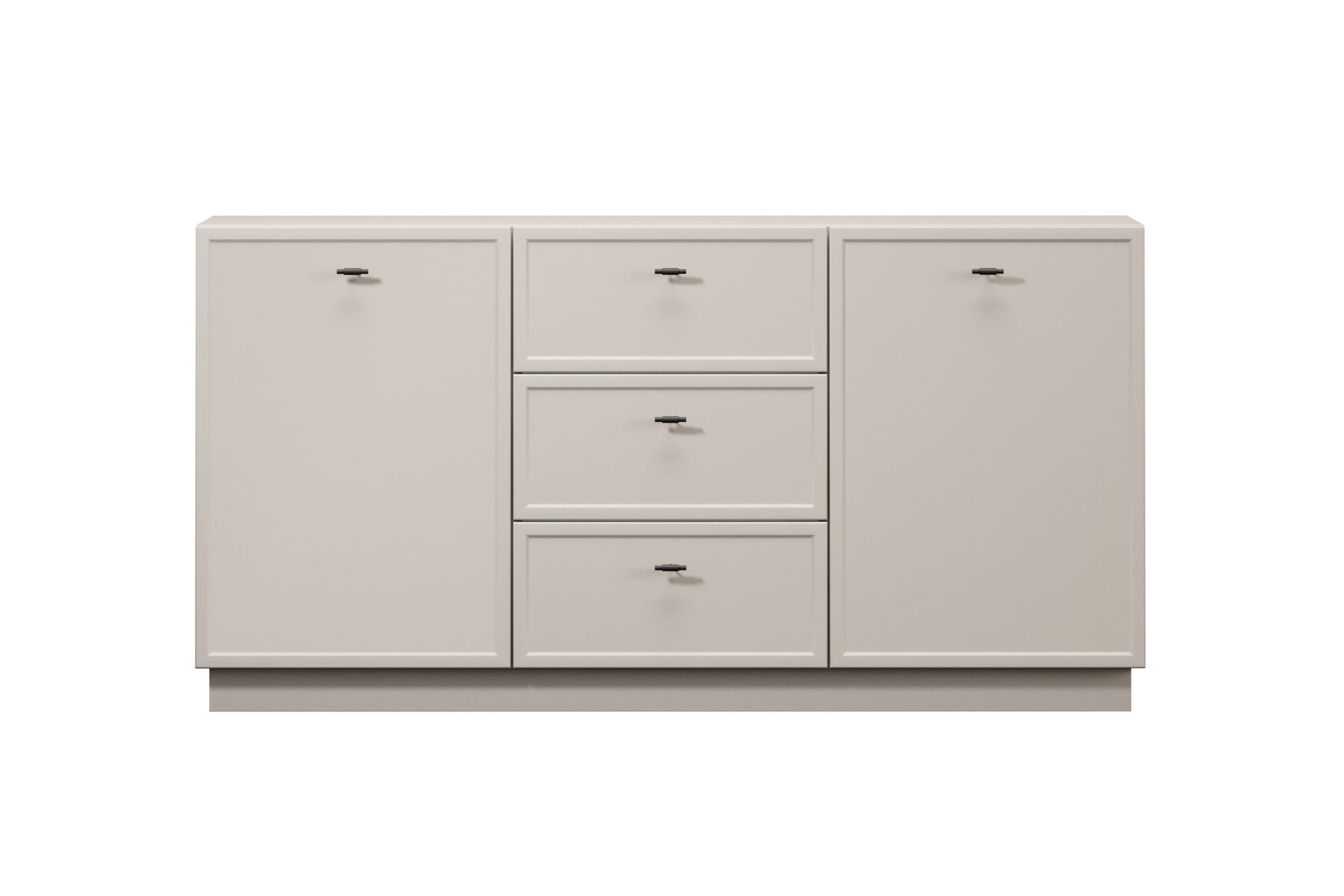 Madia 2 ante 3 cassetti cashmere con maniglie nere Lora 150x45 cm