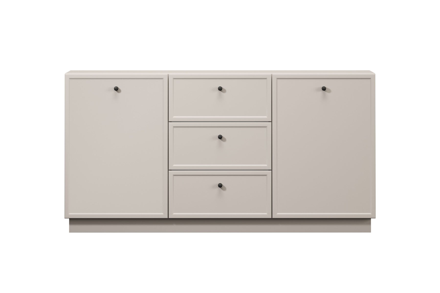 Madia 2 ante 3 cassetti cashmere con maniglie nere Lora 150x45 cm