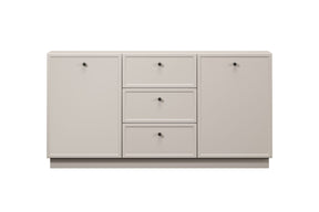 Madia 2 ante 3 cassetti cashmere con maniglie nere Lora 150x45 cm