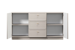 Madia 2 ante 3 cassetti cashmere con maniglie oro Lora 45x150 cm