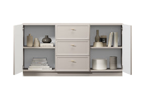 Madia 2 ante 3 cassetti cashmere con maniglie oro Lora 45x150 cm