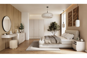 Madia 2 ante 3 cassetti cashmere con maniglie oro Lora 45x150 cm